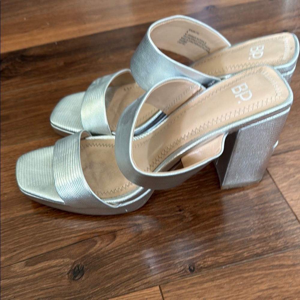 Silver Women's Block Heel Sandals